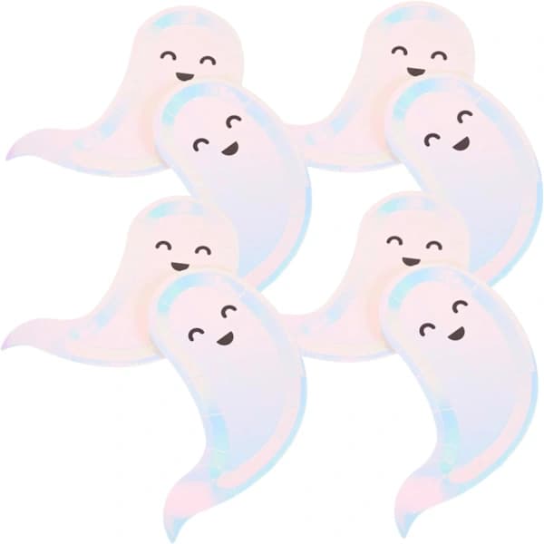 8 st Halloween Spökformade papperstallrikar temadekoration[CO]