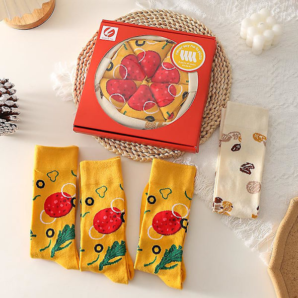 4 paria ruokasukkia  Havaijin italialainen pepperoni puuvillasukat hauskat uutuus söpöt funky hullu design puuvillasukat