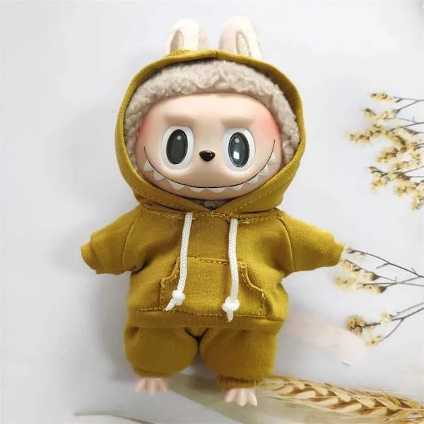 17cm Labubu Dockkläder Monster Outfit Tillbehör Kläder DIY Barnpresent Flickor Hooded Sweatshirt Byxor E25VT250214.Ca