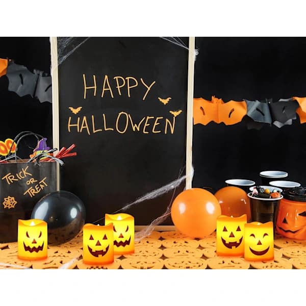 6 kpl Halloween Mini Liekittömiä Jack-o'-Lantern -kynttilöitä[co]
