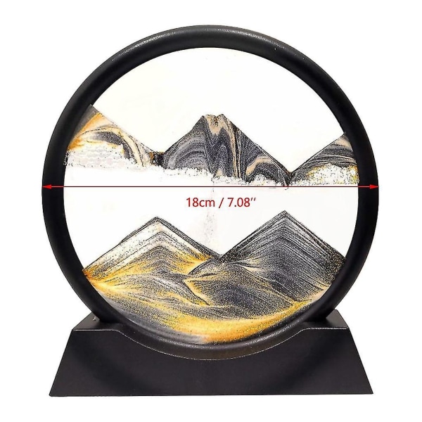 Flydende Sand Art Billede 3d Dynamisk Dybhavs Sand-scape 7in Sort Hvid Guld lin