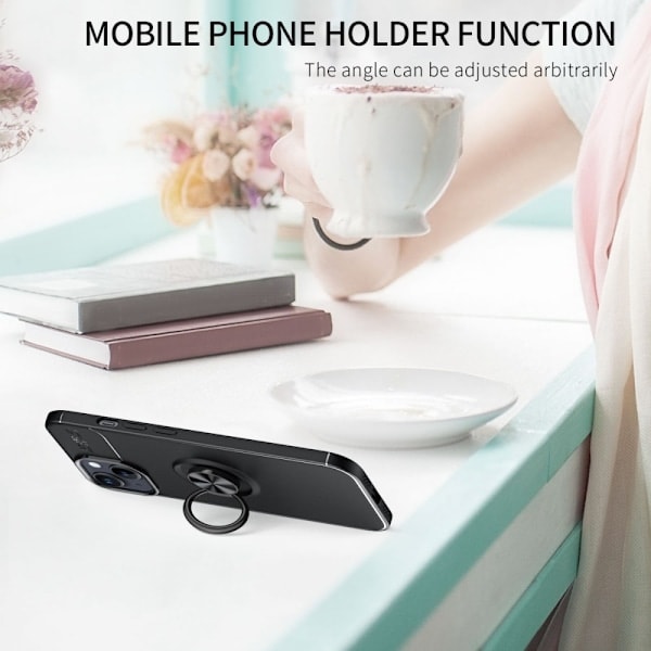 iPhone 15 Plus Cover Ring Sort/Rosaguld