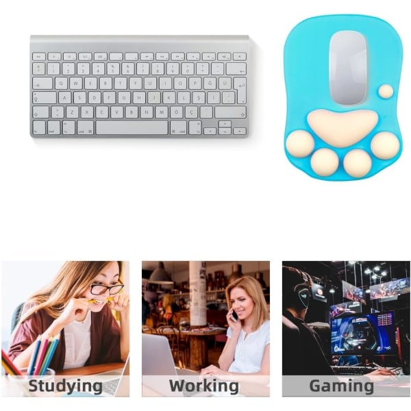 Musmatta med handledsstöd i silikongel, bärbar ergonomisk halkfri spelmusmatta, bekväma musmattor