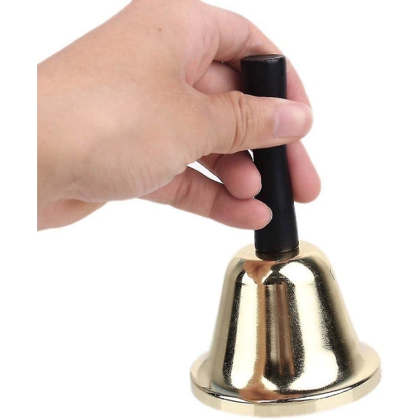 Metall Te Hand Bell, Guldpläterad Hand Held Loud Call Service Bell Alarm 130*73cm