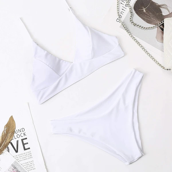 Bikini til kvinder, sort, push-up, todelt badedragt White S[CO]