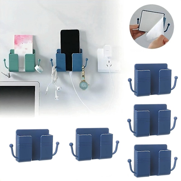 5 Pieces Remote Control Mobile Phone Plug Wall Holder, Wall-mounted Mobile Phone Holder For Bedroom