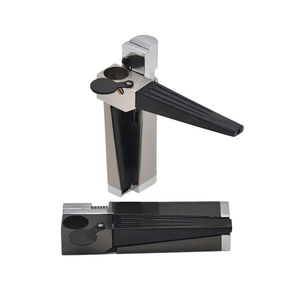 2-i-1 butan genopfyldelig lighter med blød ramme, justerbar multifunktionel gasbrænder, lighter, bærbar foldbar minipibe, campinggrill, pejs