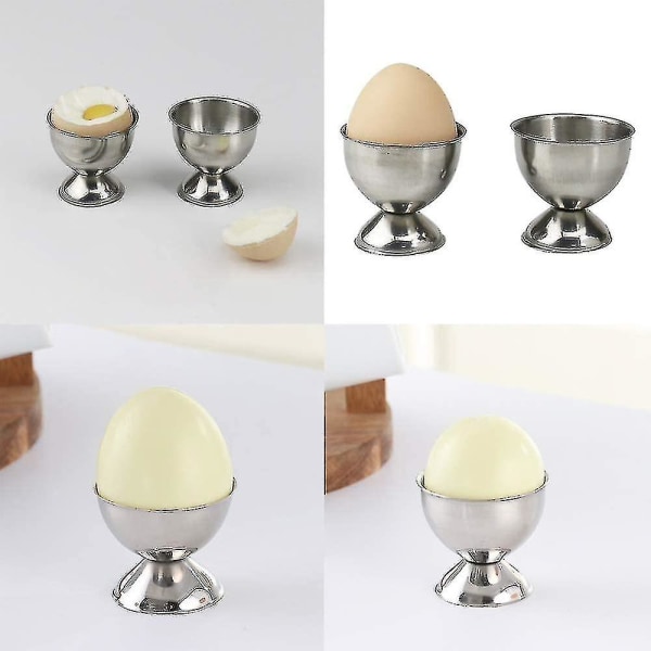 4 stk. eggekopper, eggeholdere i rustfritt stål, eggstativ, eggekopp, ande-eggekopp, kylling -t