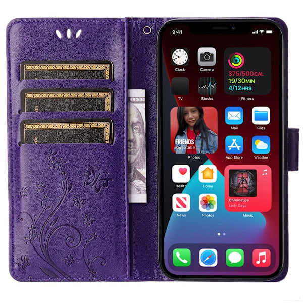iPhone 15 Plus Cover Med Blomsterprint Mørk Lilla