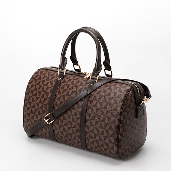 Crossbody axelväska Lätt Weekender Bag Resväska för Gym Semester Övernattningsväska med Toalettväska (Brun)