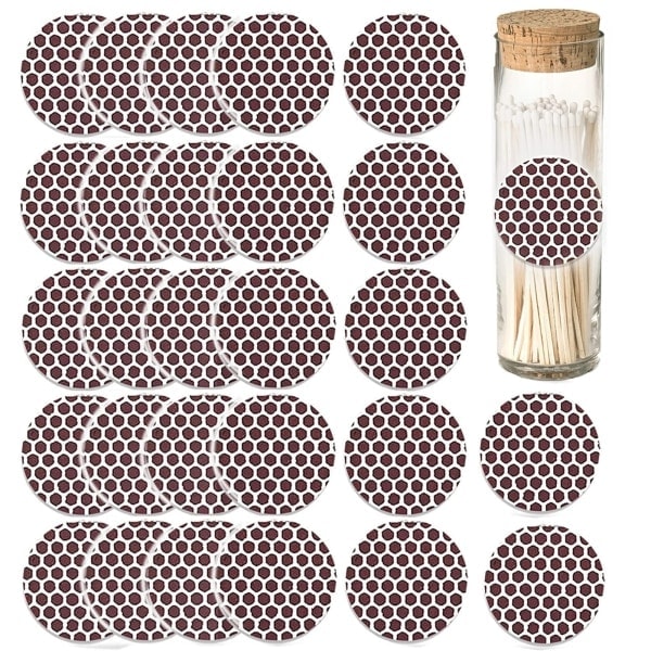 Runda tändstickor, fosforpapper, självhäftande, kan klistras fast