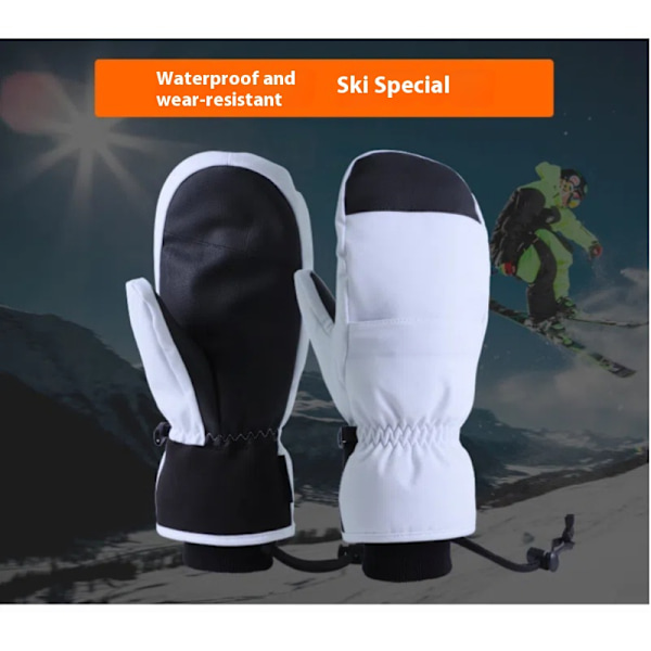 Snowboard Handsker Indre Fem Fingre Varmt Touchscreen Vandafvisende Ski Handsker - Hvid, M