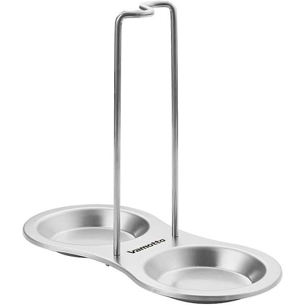 Vertical Spoon Rest Holder With Two Resting Dishes, Stainless Steel Soup Ladles Holders, For Hot Pot Restaurant, Buffet, Fast Food (silver)