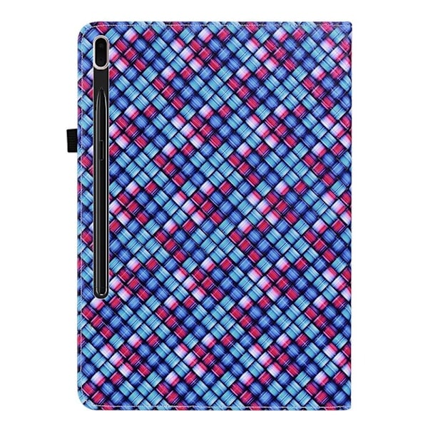 Samsung Galaxy Tab S7 Plus / Tab S8 Plus Etui Vævet Tekstur Blå/Pink