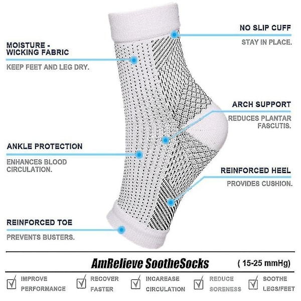 Soothe Socks Neuropati Kompression Ankel Valv Stöd Skydd Smärtlindrande Strumpor Ty