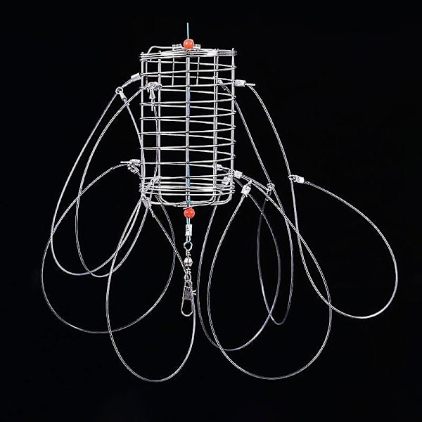 1 pcs Crab Trap with Multiple Hooks; Reusable Bait Cage for Outdoor Crabs, Shrimp, and Lobster