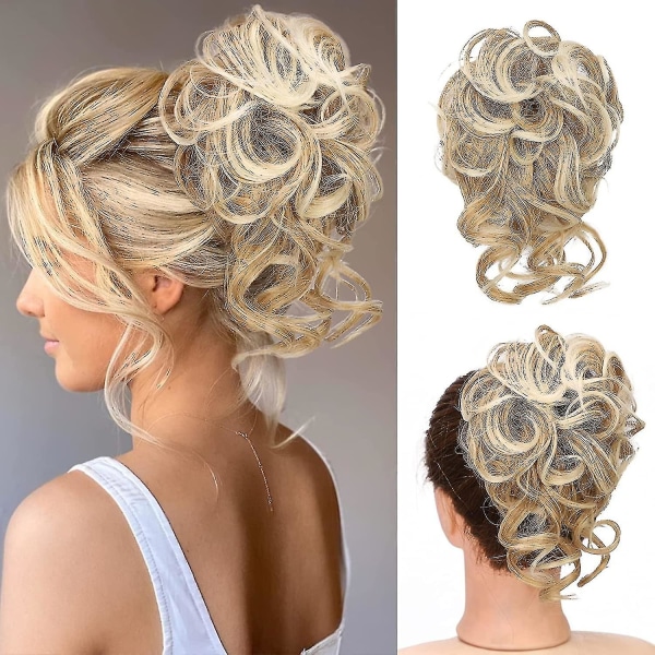 Messy Bun Hårstykke: Syntetisk Tousled Updo Scrunchies