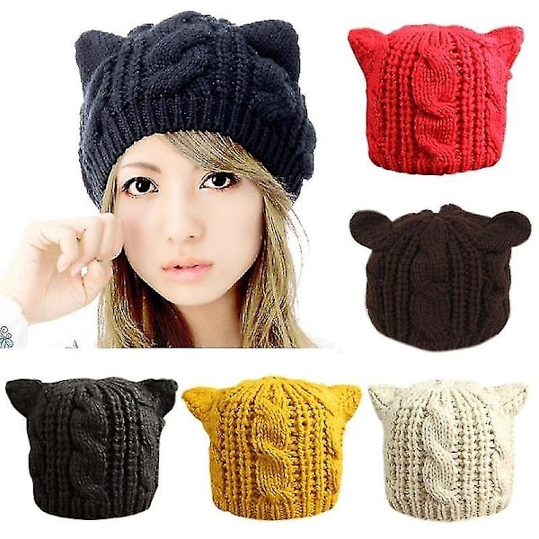 Fashion Women's Cat Ears Cute Hats Lovely Beanies Winter Knitted Cap