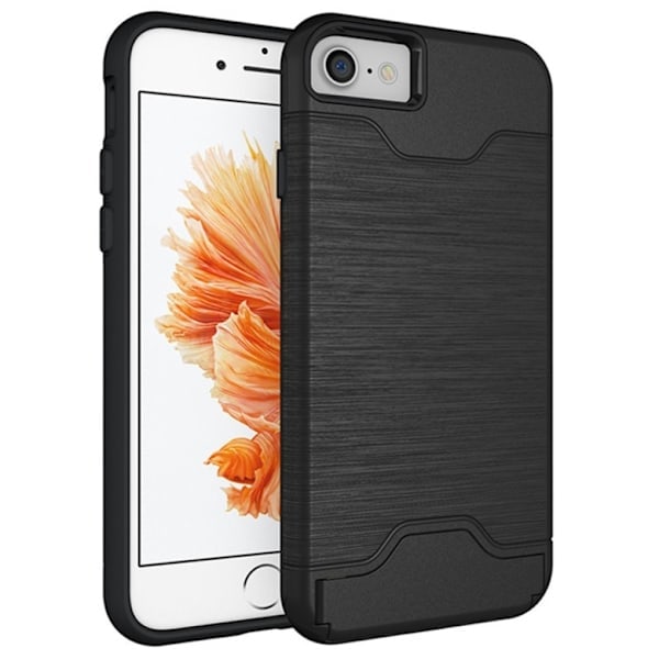 iPhone 7/8 Kuori Korttitaskulla ja Tuella - Musta