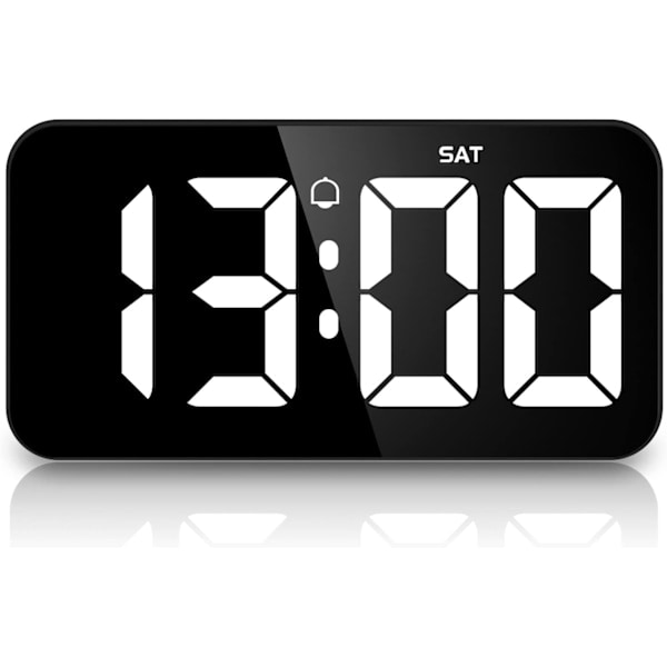 Digital väggklocka, 25 cm stor LED-digital väckarklocka, 10 cm siffra, sommartid kalenderklocka, väckarklocka, 5 ljusstyrkenivåer.