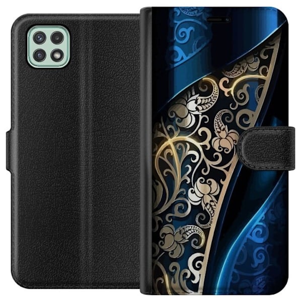 Samsung Galaxy A22 5G Pung Etui Blå og Guld