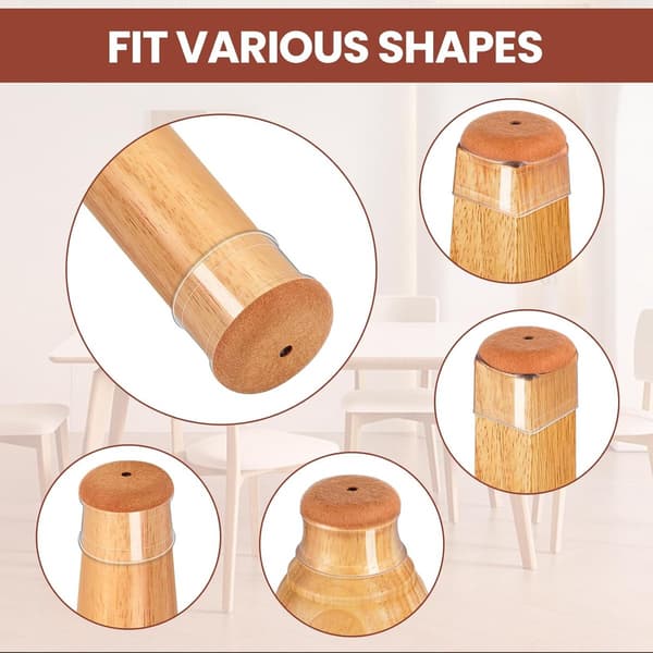 Stolsbensskydd, 24 delar, silikonfiltdynor, transparent, storlek S (passar 14-18 mm)