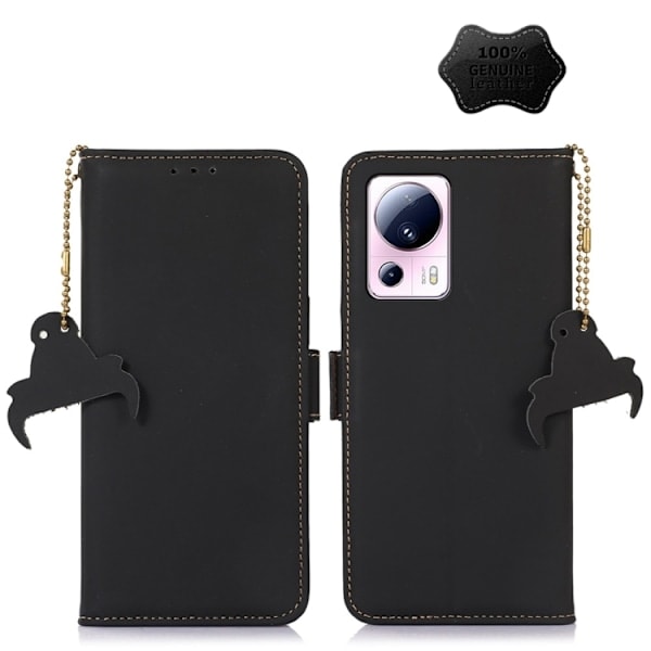 Xiaomi 13 Lite 5G Etui RFID Ægte Læder Sort