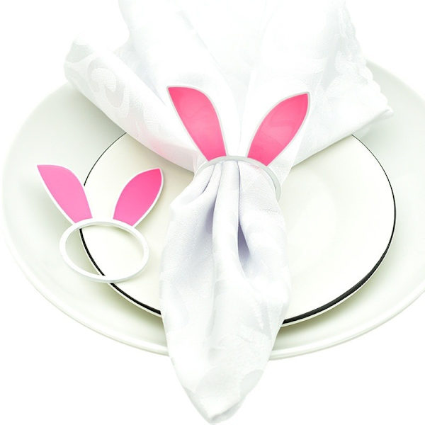 5 Pcs Easter Bunny Ear Napkin Rings Rabbit Napkin Ring Holders Table Decorations compatible with Spring Easter Party