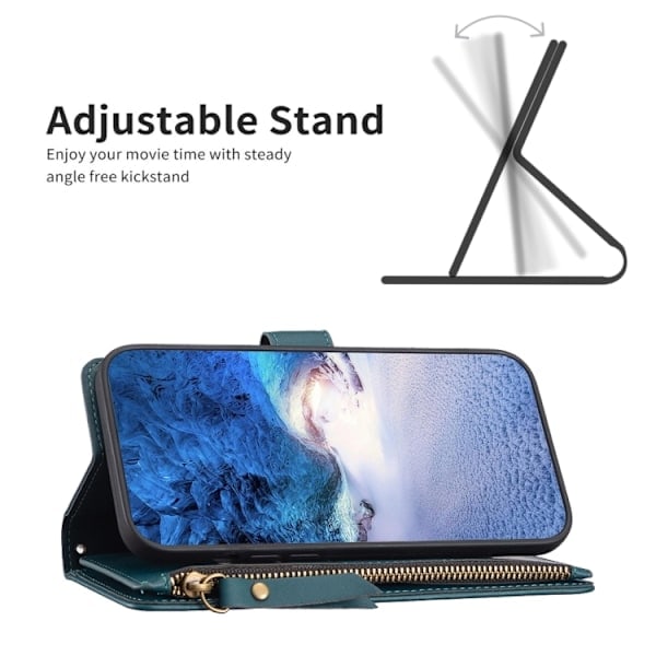iPhone 15 Pro Etui 9-Kort Multifunktionel Grøn