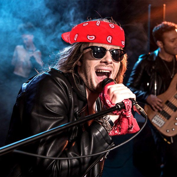 8-osainen Rocker Naamiaisasusteet 70-luku 80-luku 90-luku Puku Peruukki R - Täydellinen Musta