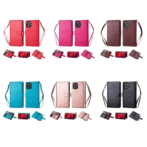 iPhone 12 Pro Max - Stylish Practical 9-Card Wallet Case Svart