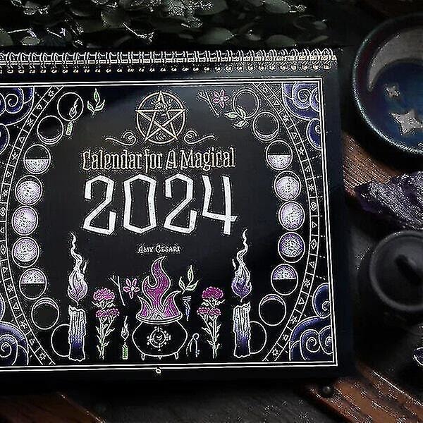 2024 Ny heks trollmann mørk magi kalender, kalender for en magisk