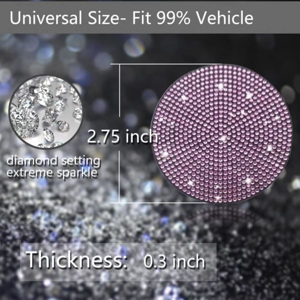2 st Bling Bling Bilmugghållare Underlägg, 2,75 tum Halkfria Stötsäkra Universella Modebilunderlägg
