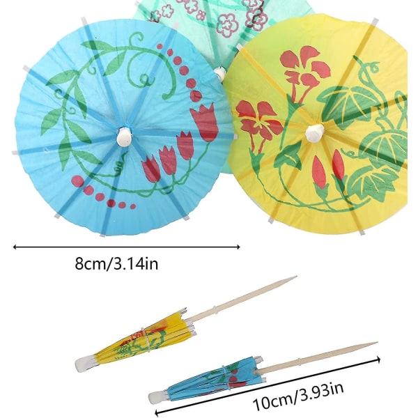 50 stk. Cocktailparaplyer Tropiske farver Drikkedekorationer Cocktailparaply
