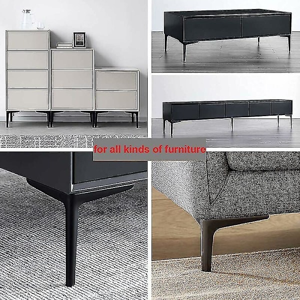 (12cm) Möbelben Set om 4 Svarta Triangulära Möbelben, Galva Poleringsprocess, för Skåp, Soffa, Kaffeebord, TV-skåp och Andra Möbler