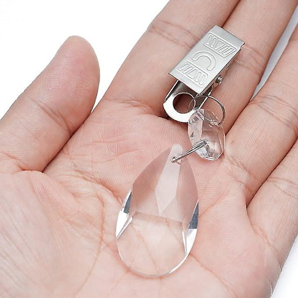 12 stk. Borddukvekter Sett med 12 stk. Metallklipssett, AB Krystall Tåredråpe Anheng Glass Borddukvekter Tunge Utendørs Prismer Anheng (10cm)