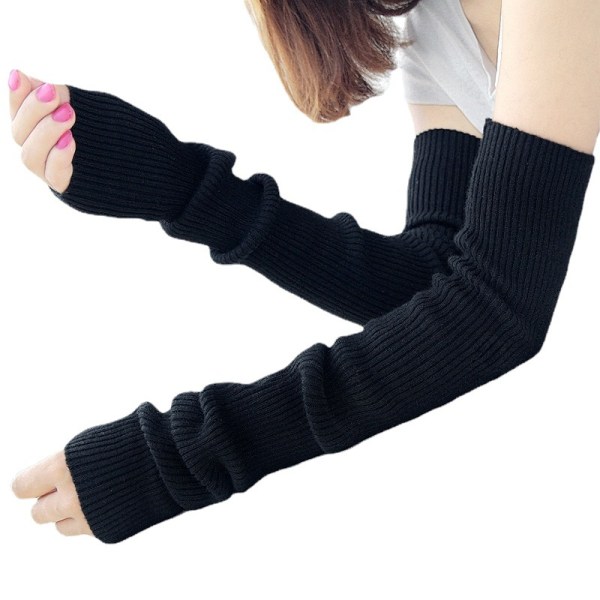 Armvärmare armbågslängd fingerlösa handskar för kvinnor