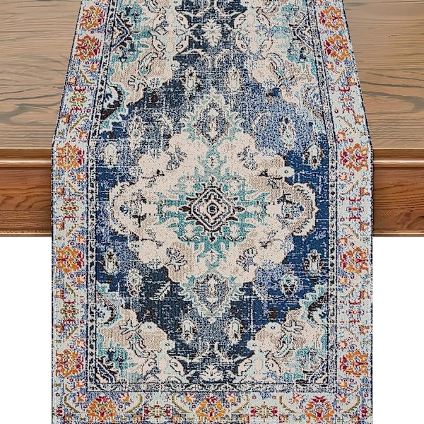 Boheme Stil Orange Bordløber, Landlig Rustik Bondegård Magisk Efterår Køkken Spisebordsdekoration til Hjemmefestdekor 33x183 cm Style 2