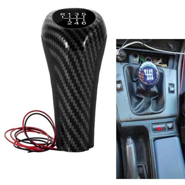 5-gears manuel fiber gearknop med læderblåt LED-baggrundslys til E46 E90 E91 E92 X1 X3 X5[co]