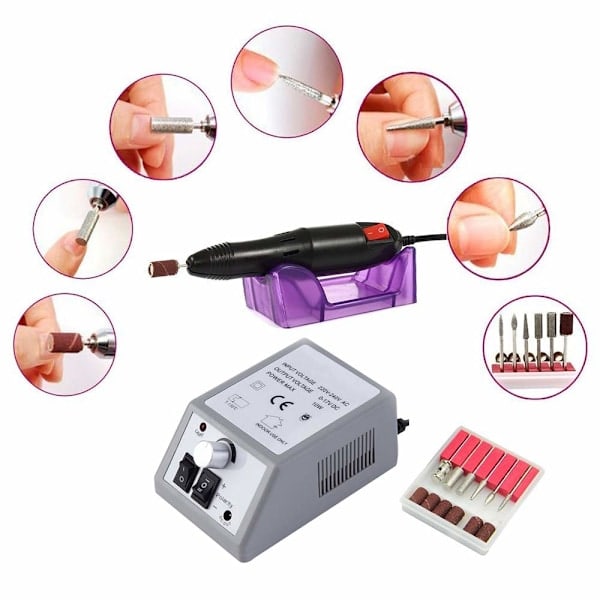 Penna Form Elektrisk Nagelborr Manikyr Fil Kit Nagelpoleringsmaskin set med 6 Ayl Gel Remover och 7st Nagelborrar