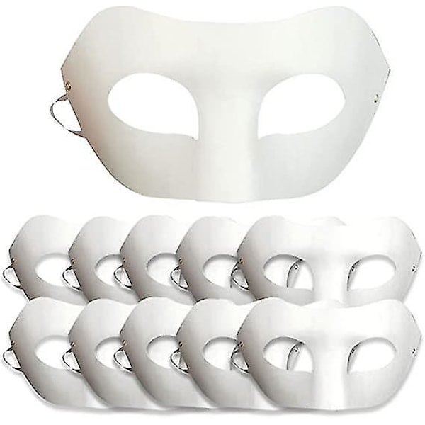 10 stk. DIY hvite papir masker Zorro tomme masker, håndmalte masker for personlig kreativ design dansefest, maskerade, cosplayfest
