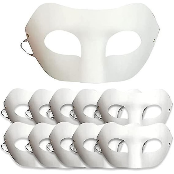 10 stk. gør-det-selv hvide papir masker Zorro tomme masker, håndmalede masker til personlighed kreativt design dansefest, maskerade, cosplay fest