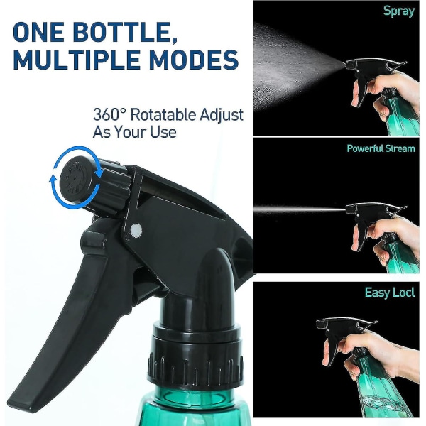 2 stk. sprayflasker, 500 ml tomme sprayflasker med justerbart sprayhoved til tåge, stråle, slukket, genopfyldelige trigger-sprayflasker