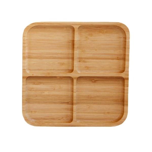 4-Rillers Bambusfadbakke Snackbakke Frugtbrødserveringsfad - Størrelse S20x20x2cm 20x20x2cm