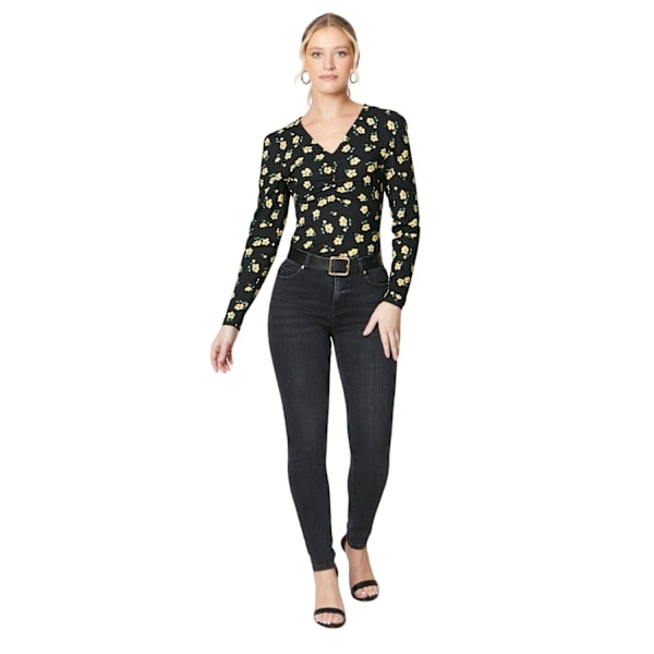 Dorothy Perkins Dame Bluse med Puffermer og Rynkedetaljer, Langermet Gul M