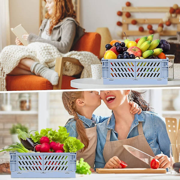 4 Pakk Sammenleggbar Oppbevaringskurv Plast Skrivebord Organizer Kurv Kasser