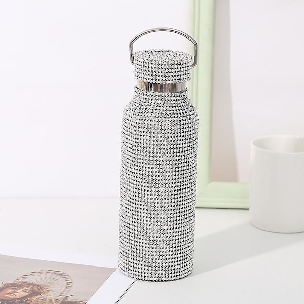 Diamant Vannflaske, Rustfritt Stål Isolerte Vannflaske, Glitter Vannflasker For Kvinner, 500ml