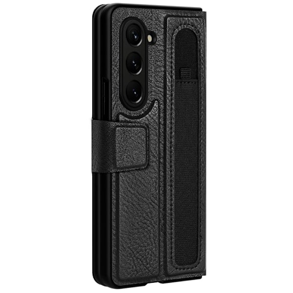 NILLKIN Galaxy Z Fold 5 Skal Läder Penna Svart