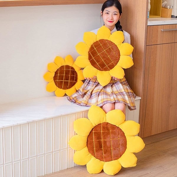 Blomsterkudde Solros Golvkuddar Barn Soffa Stol Kudde Solroskudde (Solros, 40 cm)