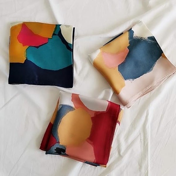Silketørklæde Medium Firkantet Satintørklæde Dame 70 x 70 cm